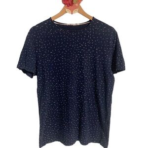 Iifetime navy and white printed crew neck short sleeve tee size S 100% cotton